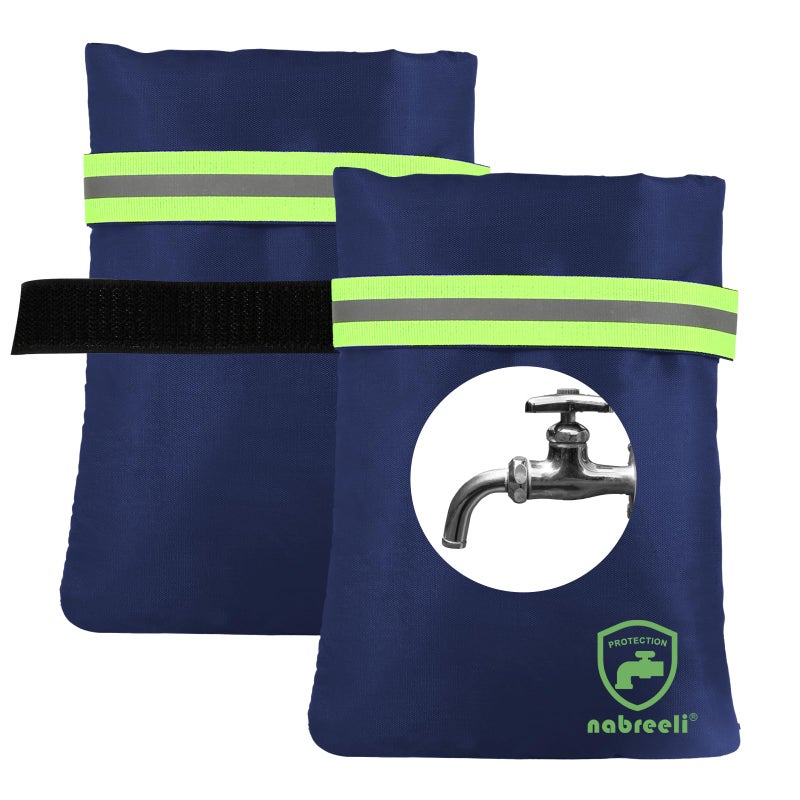 Outdoor Faucet Covers for Winter Freeze Protection: 2 Pack Hose Bib Insulation Cover 8.5""x5.9""x1.9"" Waterproof Outside Spigot Cover Bag Insulated Covers with Reflective Strips(Blue)